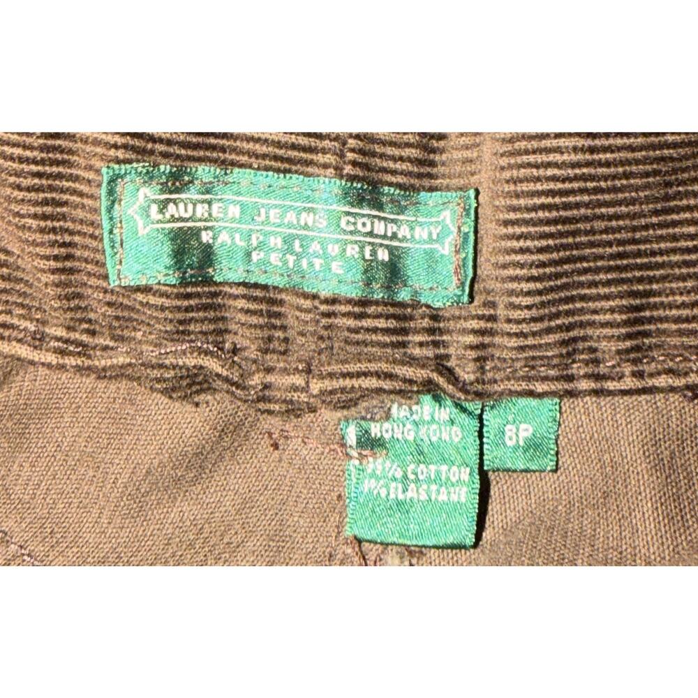 Lauren Jeans Women Petite 8P PM Brown Corduroy Straight Stretch Vintage EUCf - Picture 7 of 8